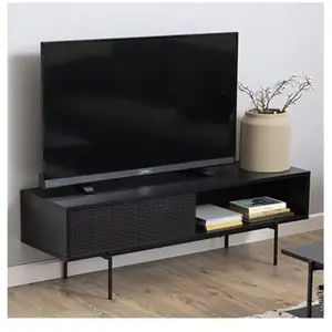 Actona AC Design Furniture Meuble TV - Angus - Noir - Bois - Panneaux de particules - Finition mate pas cher