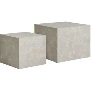 Drawer EBUY24 Lot de 2 tables basses carrées 40 et 50 cm effet marbre beige pas cher