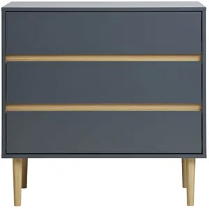 EBUY24 Commode 3 tiroirs 80x40x80 cm bleu canard et naturel pas cher