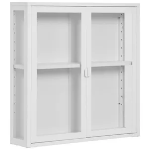 EBUY24 Vitrine murale 80x18x80 cm en verre et métal blanc - KUBIX pas cher