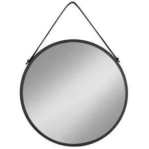 EBUY24 Trapani Miroir avec bande de suspente en cuir, noir. pas cher