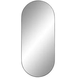 Jersey Miroir Ovale Avec Cadre Noir 35X80 Cm pas cher