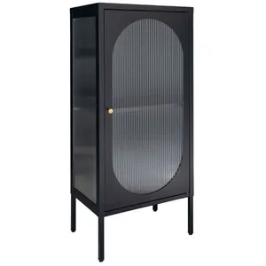 EBUY24 Buffet - MARQUE - 1 porte en verre et métal noir - Dimensions humbles - Style vintage pas cher