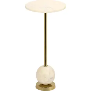 EBUY24 Table d'appoint - Salo - Laiton et marbre - Style scandinave et moderne - Blanc - 25,5 x 53 cm pas cher