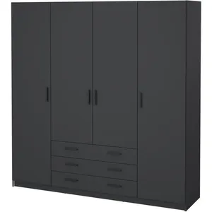 Comparateur de prix : Spell Armoire B183 cm 4 portes et 3 tiroirs, gris mat.