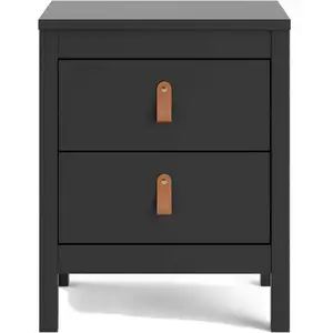 CALICOSY - Table de chevet 2 tiroirs noir mat L438 cm - BARCELONE - Noir pas cher
