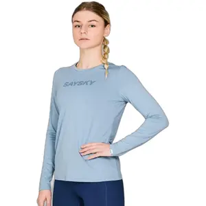 T-shirt manches longues femme Saysky Pace Logo Bleu L pas cher