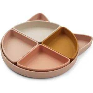 Liewood - Assiette à compartiments Arne Cat Rose multi mix - Liewood pas cher