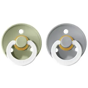 BIBS Lot de 2 sucettes-tétines Colour, taille 1 de 0 à 6 mois vert sauge TU pas cher