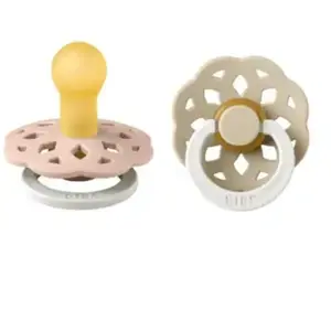 BiBS - Boheme Pacifier Glow in the Dark - Stage 1 Fopspeen - 2 stuks - Blush Glow / Vanilla Glow pas cher