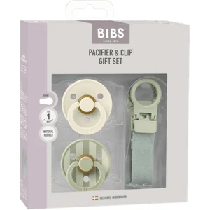 Bibs IBS Pacifier & Clip Gift Set Sage - Rond 2 Fopspenen + Fopspeenkoord Maat 1 pas cher