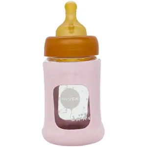 HEVEA Biberon en verre avec housse de protection rose 150 ml 0+ mois - Pack ... pas cher