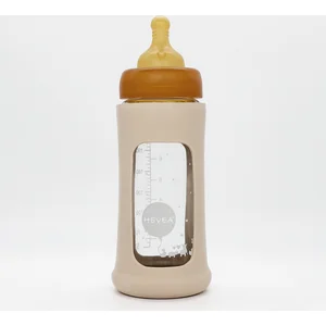 Biberon en verre avec housse de protection - Sand - 250 ml - HEVEA pas cher