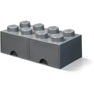 Room Copenhagen Lego - Opbergbox met 2 Lades Brick 8 - Polypropyleen - Grijs pas cher