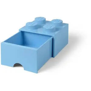 Lego Brique de rangement empilable avec tiroir 4 plots LEGO Bleu ciel pas cher