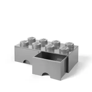 Boîte de rangement LEGO brick 8 avec 2 tiroirs-gris pierre pas cher