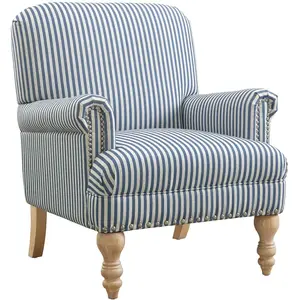 DOREL HOME Jaya - Chaise en tissu à rayures bleues pas cher