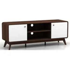 LOFT24 Cassie - Meuble TV Avec 2 Portes En Effet Noyer Blanc pas cher