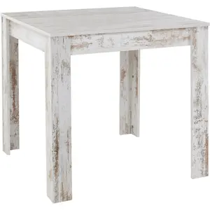 LOFT24 Lynn - Table à Manger En Mélaminé Blanc 4 Personnes L80 - Antique blanc pas cher