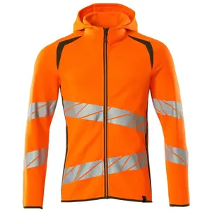 Mascot Accelerate Safe Capuchontrui met rits 19284-781 - hi-vis oranje/mosgroen - 3XL pas cher