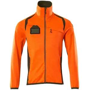 Mascot Accelerate Safe Fleecetrui met rits 19403-316 - hi-vis oranje/mosgroen - XL pas cher
