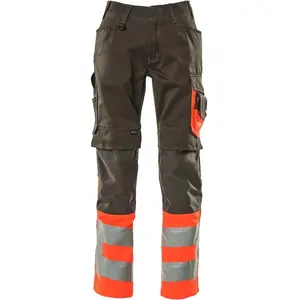 Mascot Safe Supreme Broek met kniezakken 15679-860 - donkerantraciet/hi-vis rood - C54 - 82 pas cher