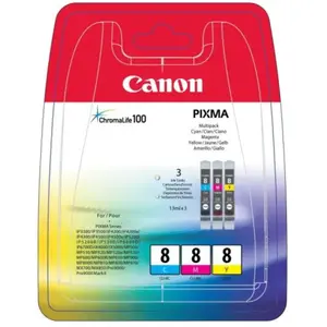 Canon CLI-8 Multipack - Pack de 3 - jaune, cyan, magenta - original - réservoir d'encre - pour PIXMA iP6600D, iP6700D, Pro9000, Pro9000 Mark II pas cher