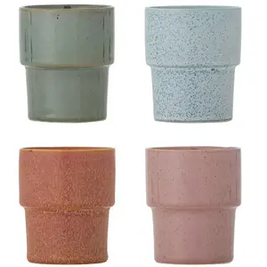 Bloomingville - Ewan Cup - Rose - Stoneware, Tasse, Rose pas cher