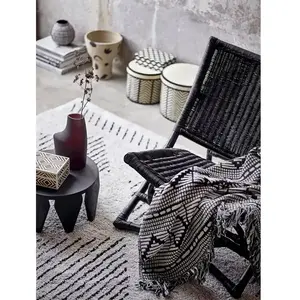 Plaid En Coton Recyclé 160x130 Cm Black - Bloomingville
