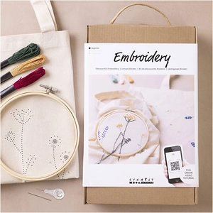 Creotime Kit DIY Débutant - Creativ Company - Broderie - Tote Bag fleurs pas cher