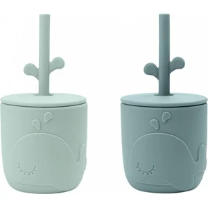 Done by Deer Lot de 2 gobelets à paille Peekaboo Wally Bleu pas cher