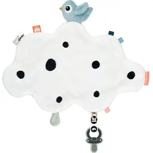 Done By Deer Doudou plat attache-sucette Happy clouds bleu pas cher