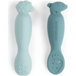 Done By Deer Tiny Farm Oefen Lepel Set - Blue pas cher