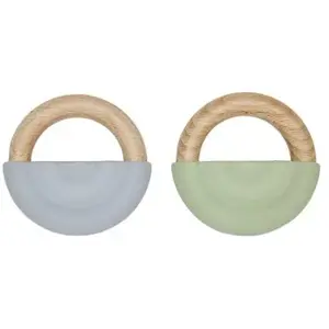 OYOY Mini Lot de 2 anneaux de dentition Rainbow Dusty Blue/Green pas cher