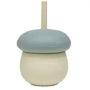 OYOY Mini Tasse en silicone avec paille Mushroom Blue pas cher