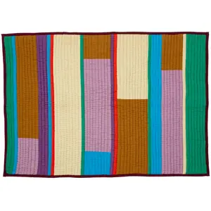 Hubsch Hübsch - Pavilion Plaid Block Purple/Multicolour 140x200 cm pas cher