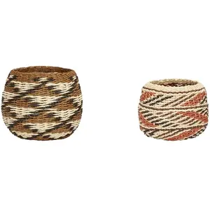 Hübsch Evoke Baskets Round Natural/Multicolour (set of 2) pas cher