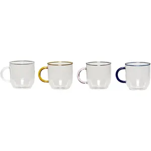 Hübsch Kiosk Glass Mugs Multicolour (set of 4) pas cher