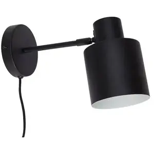 Hübsch Hubsch wandlamp - zwart/wit metaal - E27/40W - 29 x 12 x 17 cm