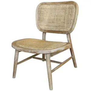 Chaise longue en bois de caoutchouc et rotin marron 60 x 62 x 78.5 cm pas cher