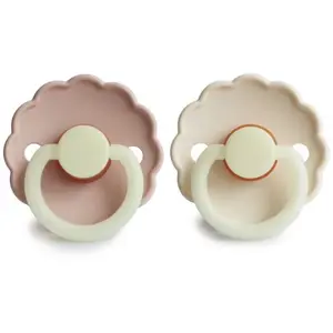 Frigg - Set de 2 tétines Daisy Night en latex - Cream & Blush Taille 1 pas cher