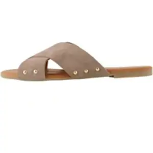 Sandales femme Pieces Vuma - warm taupe snow gold - 37 - Dessus en suède - Détail clous dorés pas cher