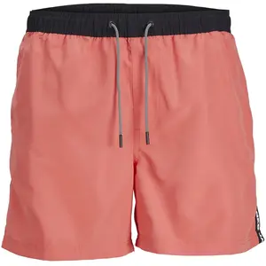 Jack & Jones Heren Zwemshorts JPSTFIJI Black Tape Effen Hot Coral - Maat XXLVendu pardressinn