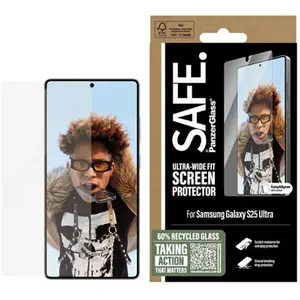 SAFE. by PanzerGlass - Protection d'écran pour téléphone portable - coupe ultra-large - verre - couleur de cadre noir - pour Samsung Galaxy S25 Ultra