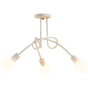 WOTTES Plafonnier Moderne E27 Luminaire Plafonnier Créatif Lampe de Plafond Métal pour Salon Chambre Bar Café Noir 3 Lumières - BlancVendu parmanomano