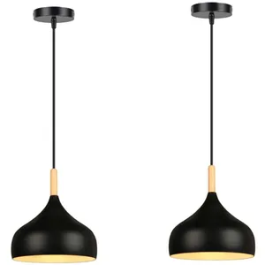 Wottes - Lustre Suspension Moderne E27 Lampe Suspension Métal Bois Sus...Vendu parmanomano