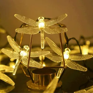 ENSOLEILLE Lumineuse Solaire 50 led Libellule Guinguette Extérieur Blanc Chaud Flash Libellule Lampe Solaire Décoration avec 8 Modes Lumière Eclairage EtancheVendu parmanomano