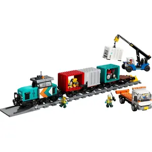 LEGO City Le train de marchandises du port avec grue et camion 60509 pas cher