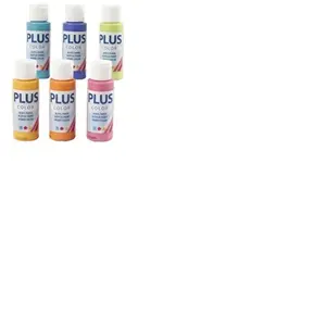 Acrylverf   Verschillende Kleuren Verf - Acrylaatverf   Acrylic paint   Hobbyverf   Knutselen en Verven   Sneldrogend   Kleurrijk   Plus Color   6 x 60ml pas cher