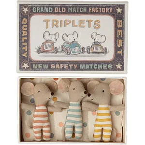 Maileg Triplés Bébés Souris dans leur boîte assortie pas cher